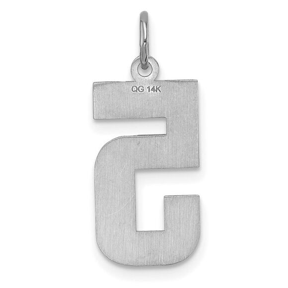 14k White Gold, Varsity Collection, Large D/C Pendant, Number 5 - Picture 3 of 5